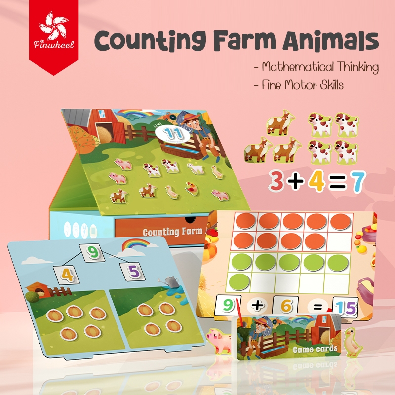 Pinwheel Counting Farm Animals