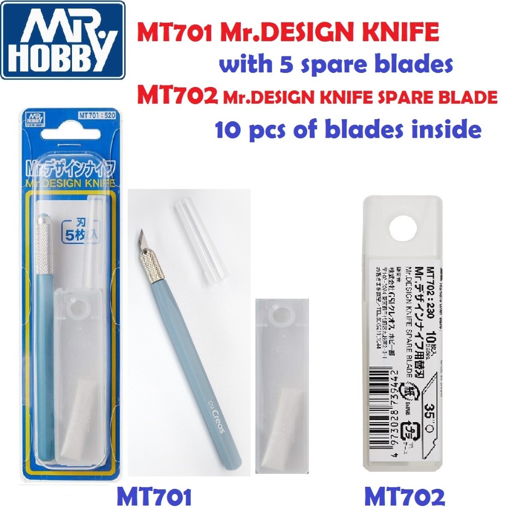 มีดปากกา Mr. Hobby MT701 Mr.Design Knife with 5 spare blades, MT702 Mr. Design Knife Spare Blade (10
