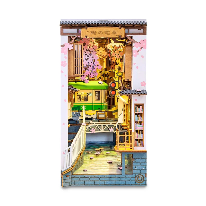 Rolife Book Nook Shelf Insert – TGB01 Sakura Densya ที่กั้นหนังสือ | บ้านตุ๊กตา โมเดลบ้าน ตัวต่อไม้ ของเล่นตัวต่อ