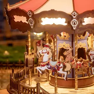 Rolife 3D Wooden Puzzle - AMC01 Classic Carousel กล่องดนตรี | ของแต่งบ้าน ของเล่นตัวต่อ