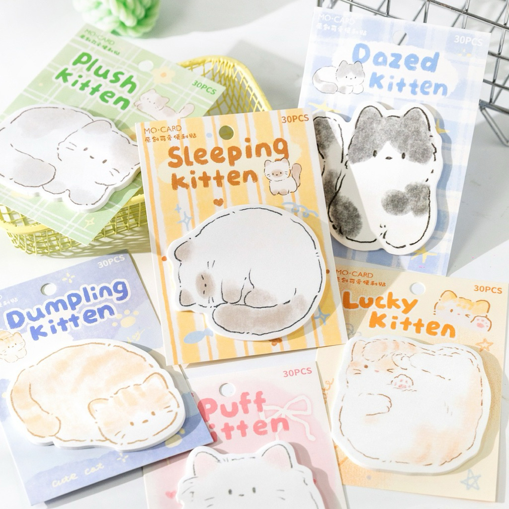 <พร้อมส่ง> โน๊ตกาวกระดาษ 🐈 Adorable Kittens🐈‍⬛ แมวน้อย 30แผ่น 12ลาย เครื่องเขียน กระดาษโน๊ต เมมโม memo cat สัตว์น้อย