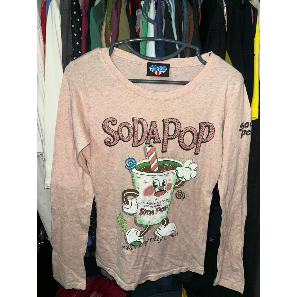 Y2K Junk food Soda Pop สีชมพู