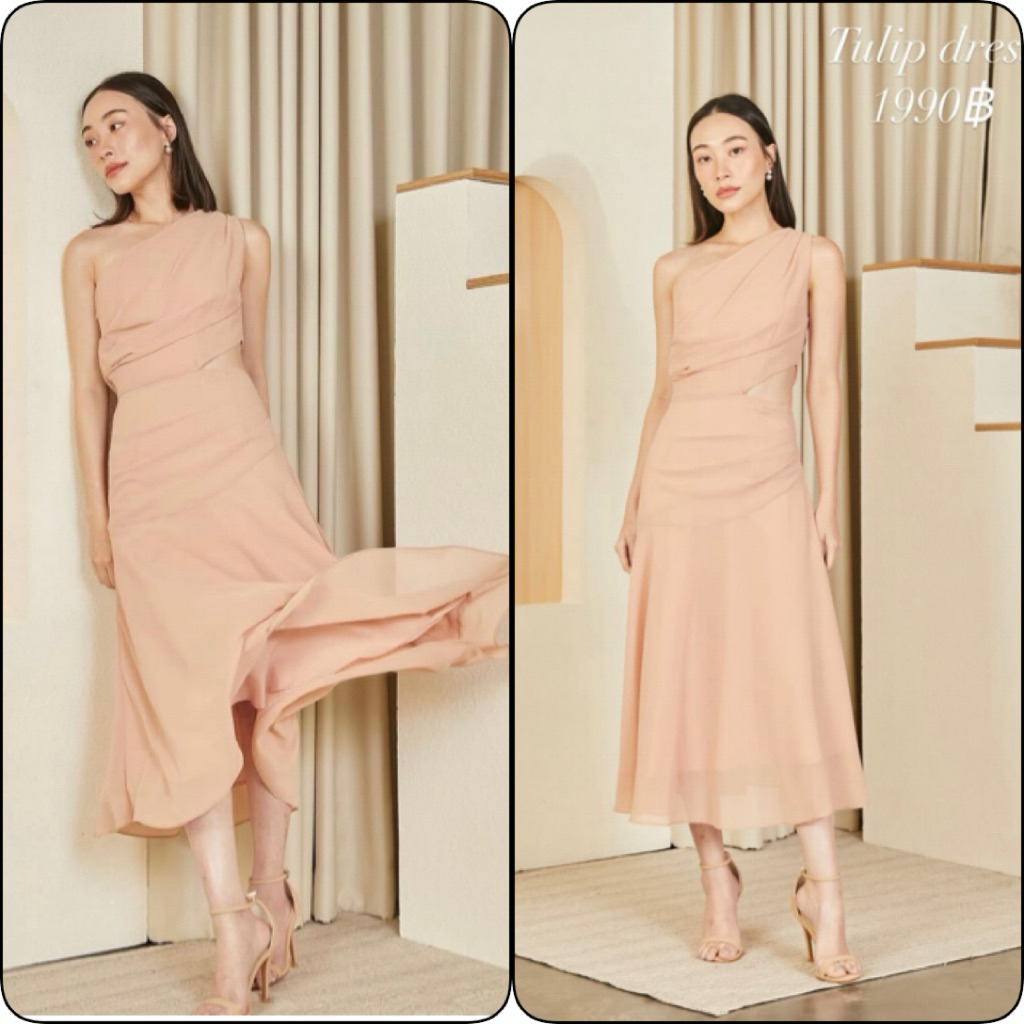 Peace eveninggown (2nd) : D ชุดออกงาน ราตรี เอิธ์ทโทน ชุดไปงานแต่ง สีเนื้อ