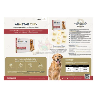 ผลิตภัณฑ์สำหรับสุนัข armetab zinc+ เสริมภูมิคุ้มกันบำรุงขน 1 กล่อง 12 เม็ด