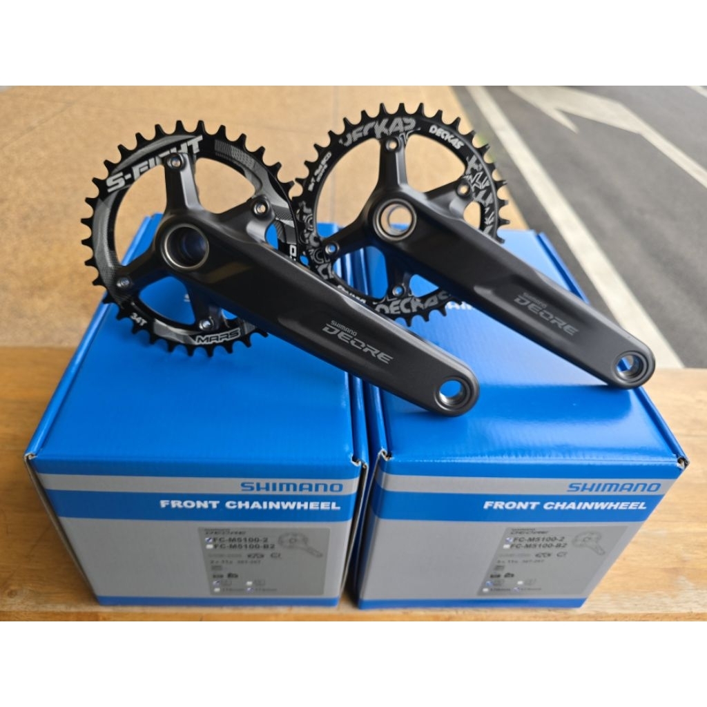 👍 ถูกชัวร์ ✅ ชุดจานหน้า Shimano Deore FC-M5100 ขา 175 มม.ใบเดียวโมดิฟาย  ใช่ได้กับ 10,11,12  สปีด ✅