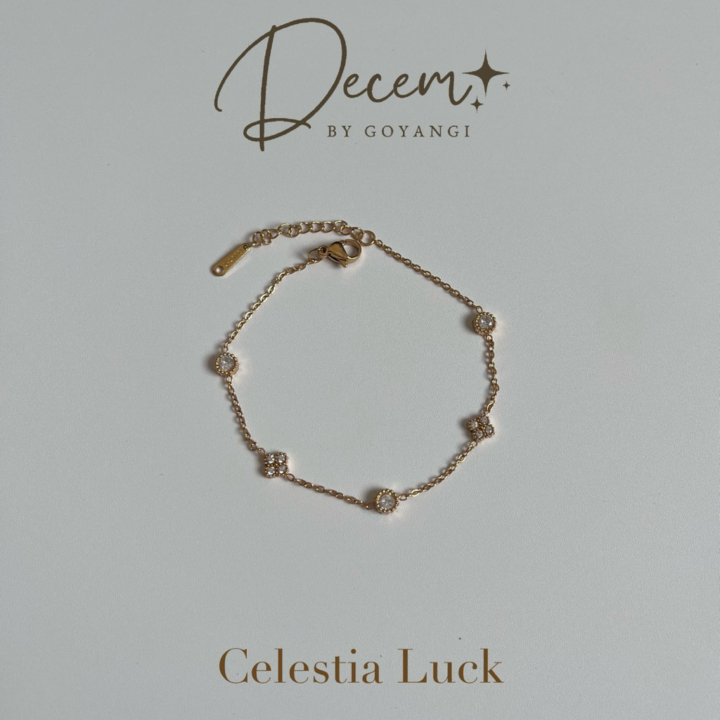 [NEW]Decem- สร้อยข้อมือรุ่น Celestai luck โคลเวอร์เล็กเพทาย สแตนเลสสามารถใส่โดนน้ำได้ ไม่ลอกไม่ดำ มีถุงเก็บแถมให้