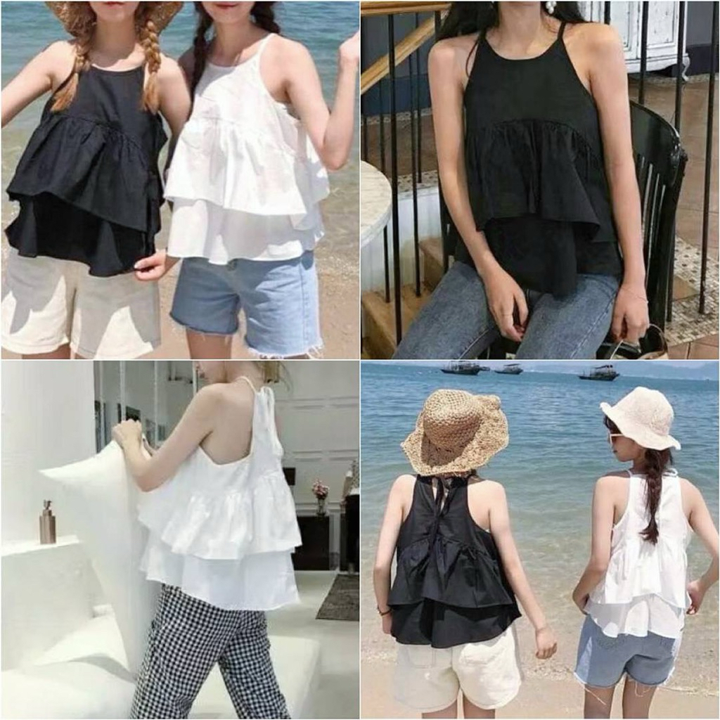 23-shop💖 สายเดี่ยว ระบาย2 ชั้น 💖