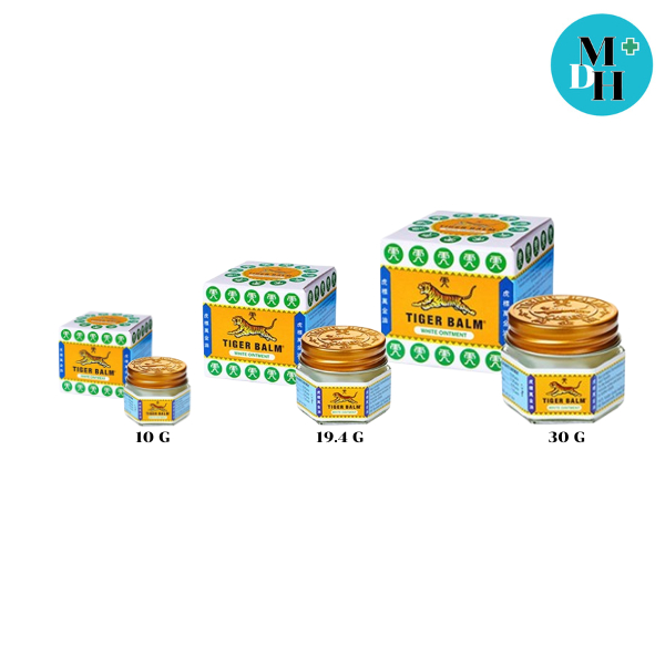 Tiger Balm HR ไทเกอร์ บาล์ม ยาหม่อง ตราเสือ สีขาว ขนาด 10 กรัม / ขนาด 19.4 กรัม / ขนาด 30 กรัม