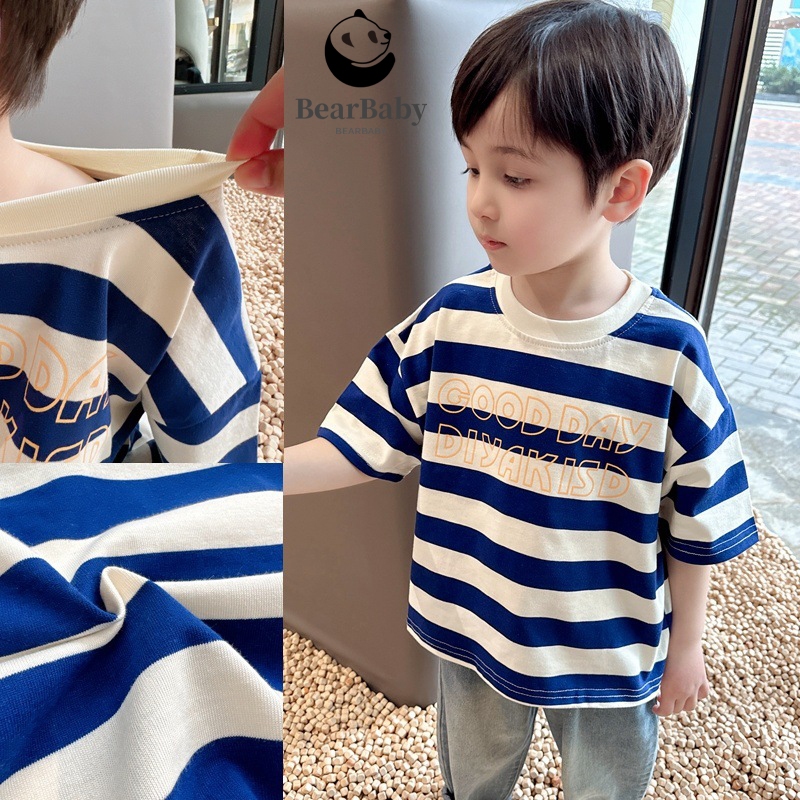 เสื้อยืดเด็ก เสื้อคอกลมเด็กแขนสั้น ลายทาง งานแฟชั่น สำหรับเด็ก1-12ขวบ พร้อมส่ง