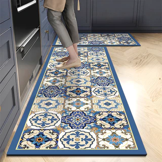 Kitchen carpet,วัสดุดูดซับน้ำและลื่นไถลคุณภาพสูงพรมห้องนอน，ชุดพรมปูพื้นห้องครัว 2 ชิ้น，พรมปูพื้นห้องครัว，พรมครัว 2 ใน 1