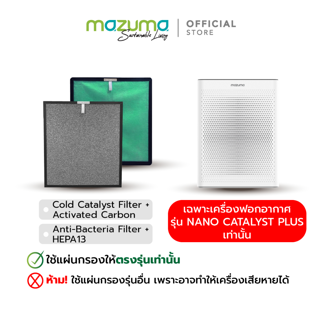 Mazuma แผ่นกรอง รุ่น Nano Catalyst Plus สำหรับเครื่องฟอกอากาศ