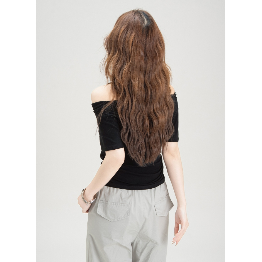 เสื้อยืดเเขนสั้น เสื้อยืดเเขนสั้นผู้หญิง สไตล์ทรงหลวม สไตล์เกาหลี สไตล์ออลแมทช์  ใส่ได้สองเเบบ #020351 - รูปที่ 5