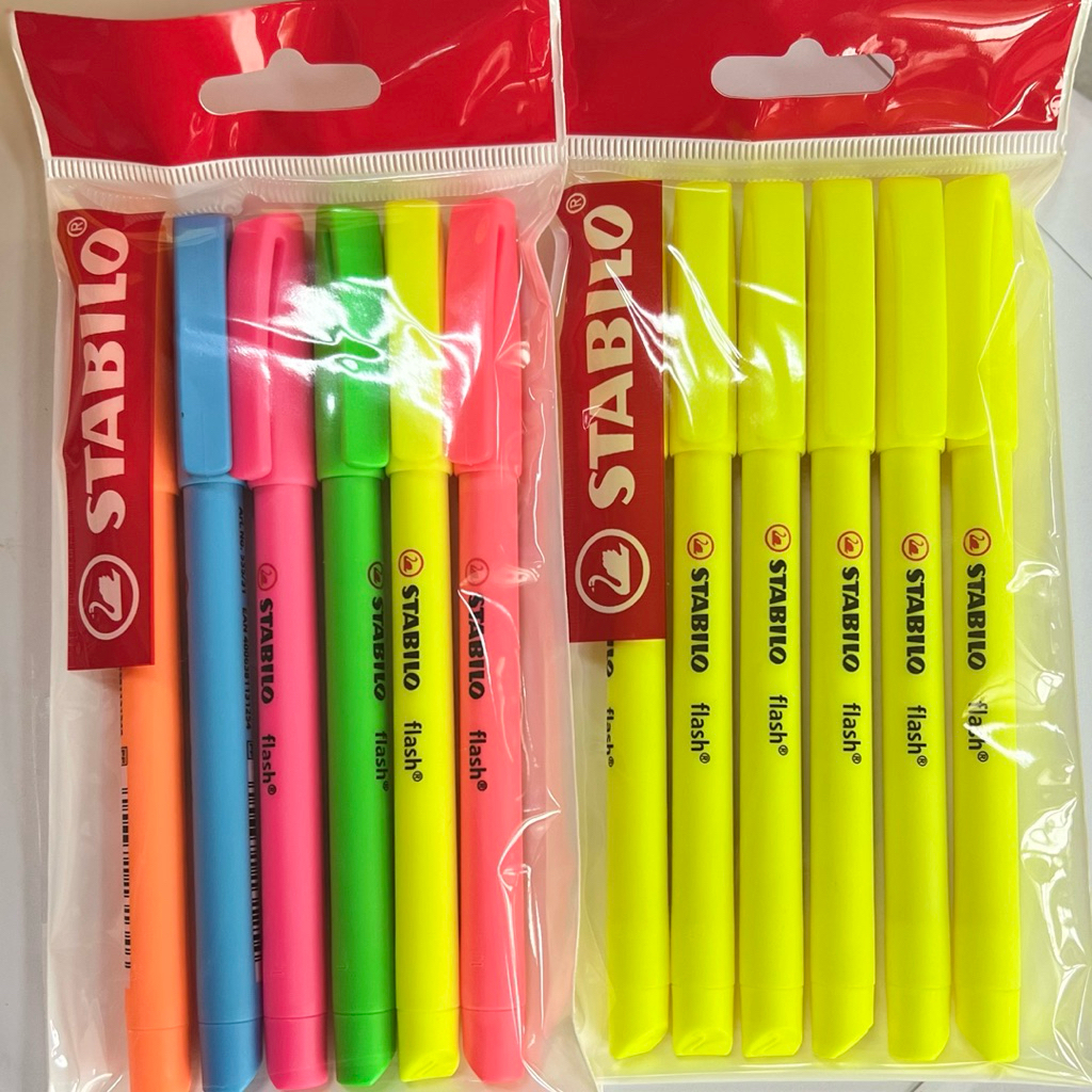 [เซ็ท6ด้าม] ของแท้ 100% ปากกาเน้นข้อความ Stabilo Flash rosa Made in Germany