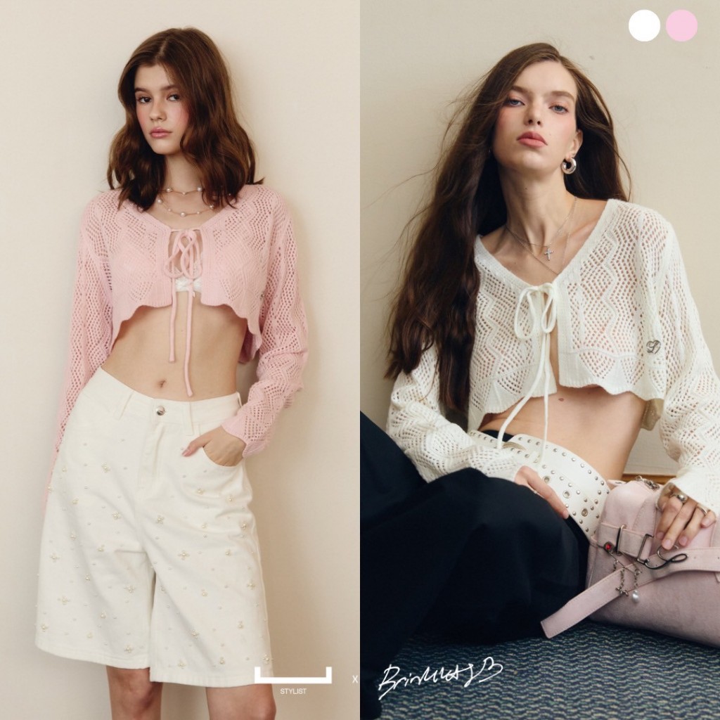 ( Ready to ship ) STYLIST x Brinkkty - Fela Knitted wear 002 เสื้อคลุมถักไหมพรมแขนยาว