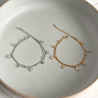 Socrush.bkk | FALLING LOVE bracelet | SB-021 | กำไล สร้อยข้อมือ หัวใจ สองเลเยอร์ จี้หัวใจ