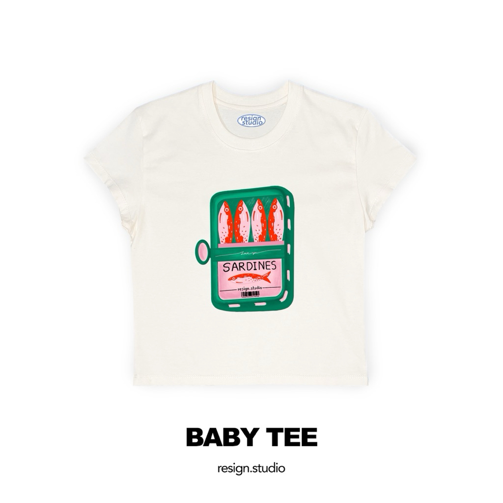 resign.studio - เสื้อ Baby tee ลาย Sardines💗🐟