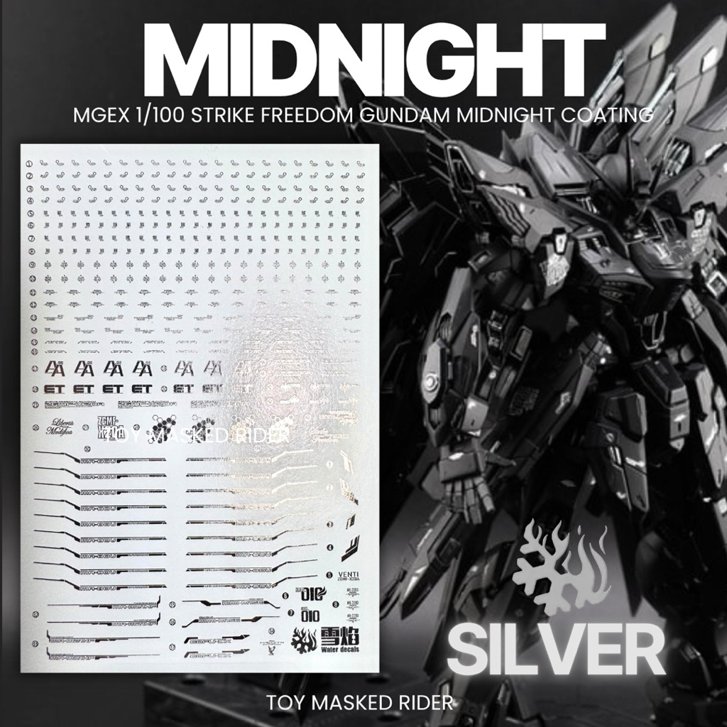 ⬛️⬛️ดีคอลน้ำ SF MGEX 124-1 DECAL MGEX 1/100 STRIKE FREEDOM GUNDAM MIDNIGHT COATING สีเงินเงา
