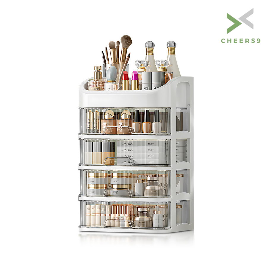 ชั้นวางเครื่องสำอาง ชั้นวางของพร้อมลิ้นชัก กล่องเครื่องสําอาง เป็นระเบียบ ฟรีสติกเกอร์ Cheers9