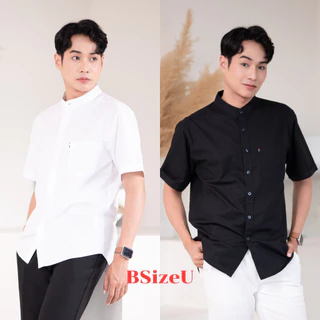 เสื้อเชิ้ตคอจีน แขนสั้น ผ้า Premium Oxford By BSizeU ทรงเข้ารูป รีดง่ายยับยาก ยิ่งซักยิ่งนิ่ม