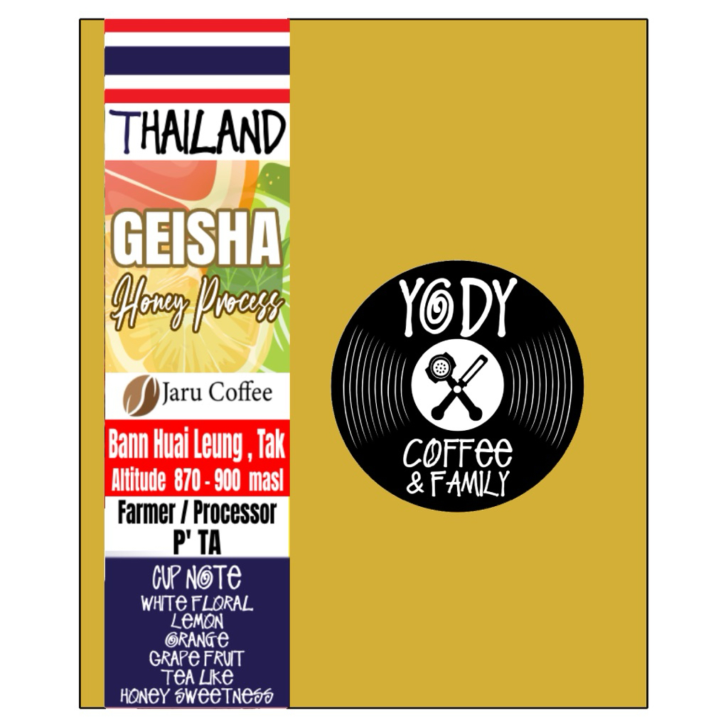 Geisha Honey process Jaru Coffee 🇹🇭 Thailand , Bann Huai Leung , Tak กาแฟเกอิชา จารุคอฟฟี่ฟาร์ม บ้าน