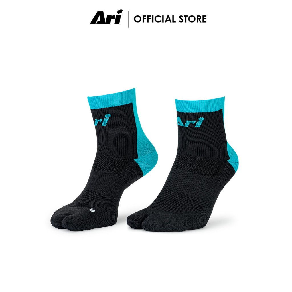 ARI TABI QTR RUNNING SOCKS - BLACK (AHW1419-01) ถุงเท้า อาริ TABI QTR สีดำ