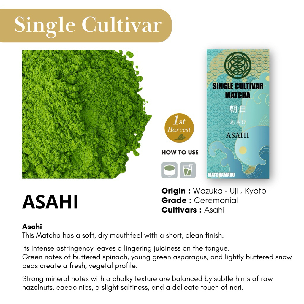 Asahi - wazuka (30g) : Ceremonial grade matcha 100% : Single cultivar