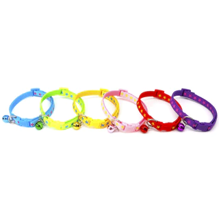 AL-556 ปลอกคอสัตว์เลี้ยงสุนัข หมา แมว ลายดาว มีกระดิ่ง ปลอกคอแมว หลายสี พร้อมส่ง🌤️