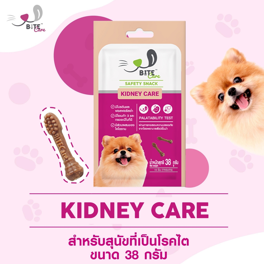 Bite Care สูตร Renal ขนมสุนัข เพื่อสุขภาพ สุนัขโรคไต (1 ซอง 38 กรัม)