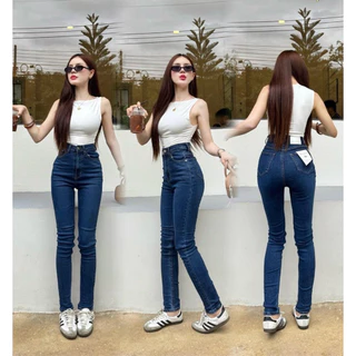 กางเกงยีนส์ทรงขาเดฟสลิม เอวสูงปรี๊ด ผ้ายืด ใส่สบาย เป้า13-14นิ้ว ยาว41-42นิ้ว ขายาวไม่ลอย