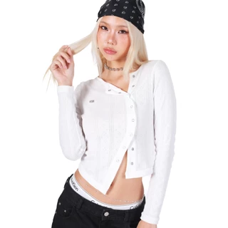 kome.offi เสื้อแขนยาวผ้า rib jacquard กระดุมแป๊ก รุ่น kia top