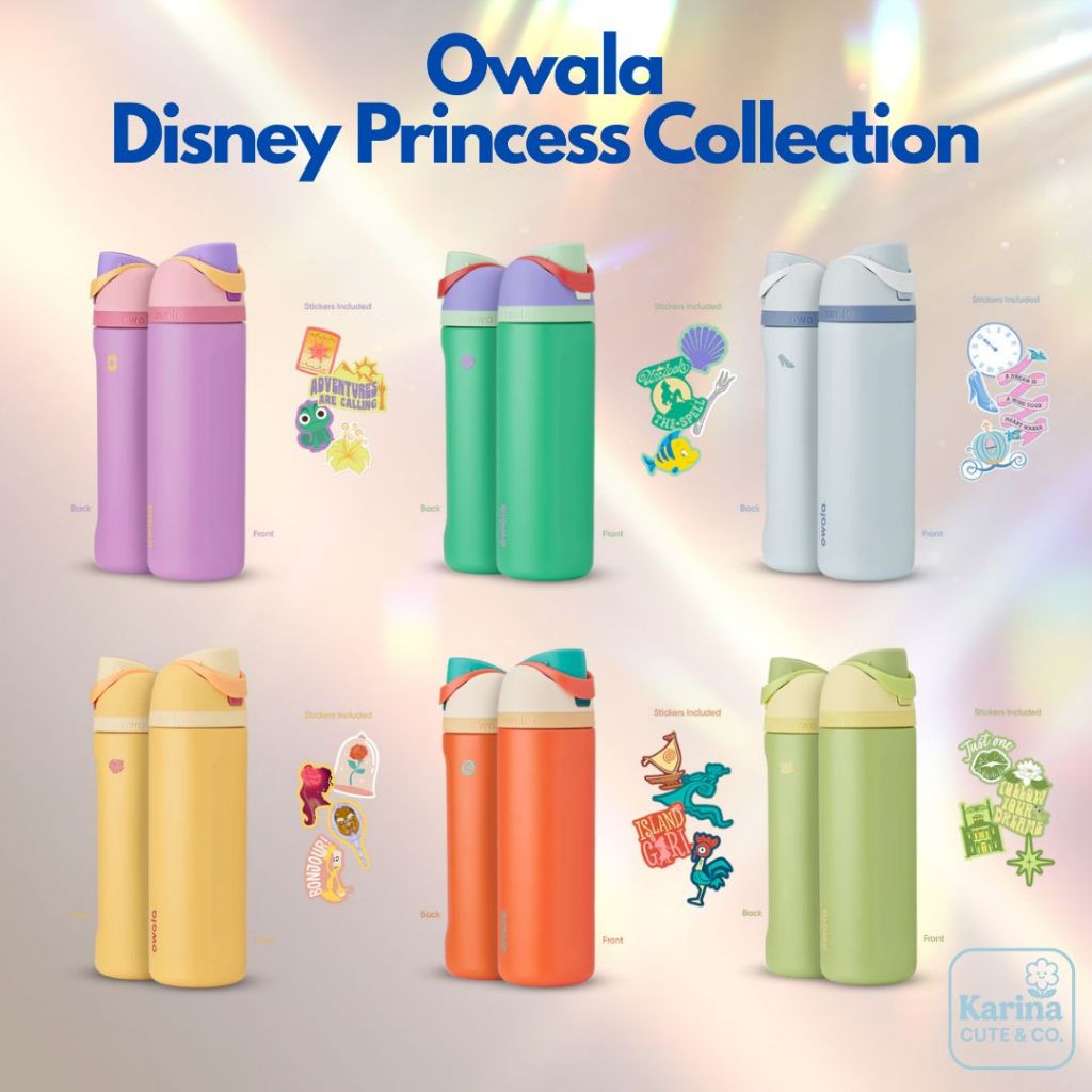 [พรีออเดอร์ 10 วัน]ของแท้100%🇺🇸 Owala FreeSip 24 Oz.Disney Princess Collection กระบอกน้ำเก็บความเย็น