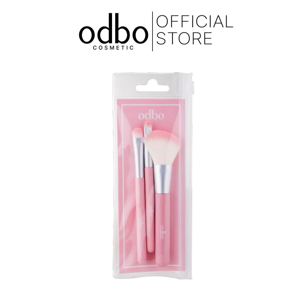 🎀🧸 ODBO Travel Kit Brush Set 3PCS | เซ็ตแปรงแต่งหน้า ขนาดพกพา (Od8064)
