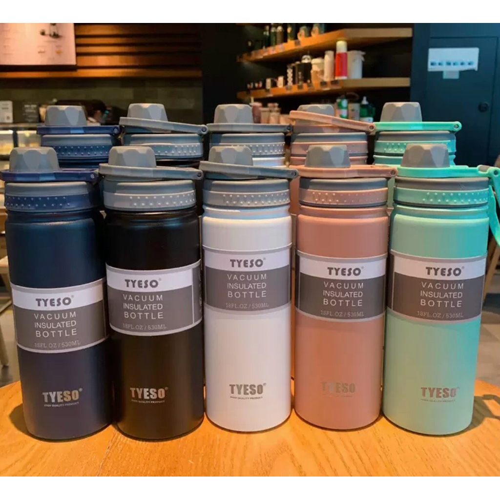 TYESOกระบอกน้ำเก็บอุณหภูมิ กระบอกเก็บร้อนและเย็น ขวดน้ำสแตนเลส 304