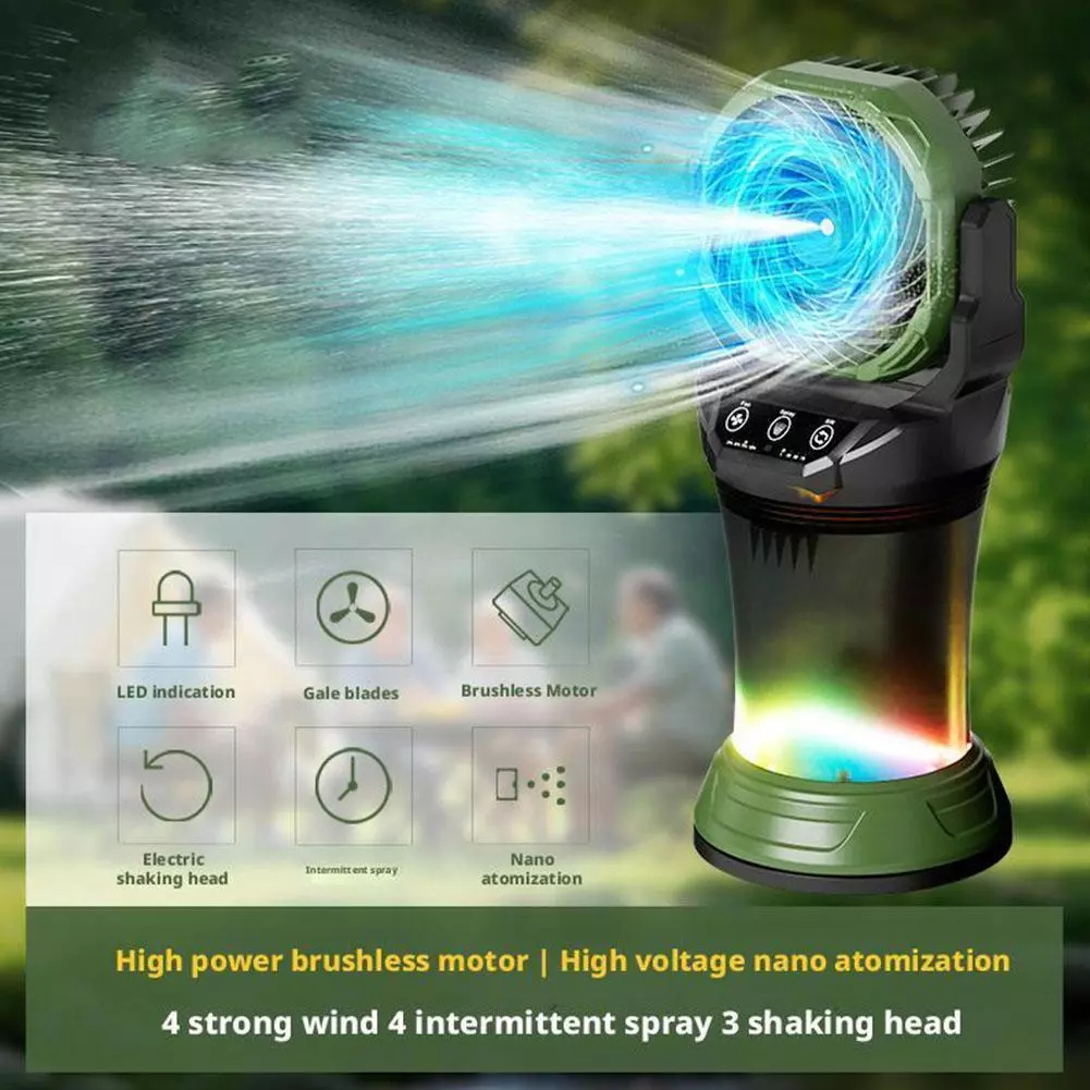 ✨เครื่องพ่นน้ำแคมป์ปิ้ง  แบตฯ 30000mAh + ถังน้ำ 2L  รีโมทปรับแสง RGB⚡️  สแกนลม 90° อัตโนมัติ+ตั้งเวลาได้ - รูปที่ 3