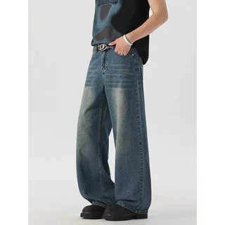 Baggy Pants Jeans 12 สี กางเกงยีนส์ผู้ชายขากว้าง ไซลินไดรต์ พอดี คอปกปานกลางพอดีเก็บอย่างดี