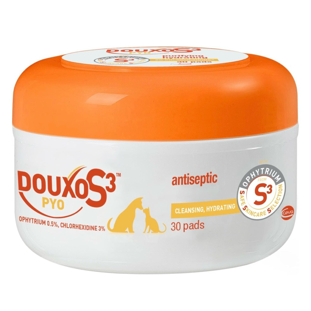 Douxo S3 Pyo Pads - Antiseptic & Hydrating for bacterial or yeast skin infections for dogs and cats 