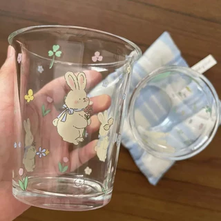 แก้วน้ำ กระต่าย miffy 450 ml มีหลอด แก้วกาฟ ลายกระต่าย น่ารัก สีชมพู วัสดุแก้ว ส่งจากกรุงเทพ