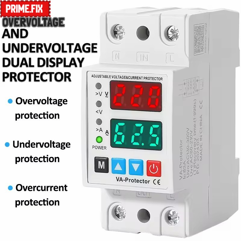 🔥กรุงเทพ✅⚡ อุปกรณ์ป้องกันไฟตก-ไฟเกินแบบปรับตั้งค่าได้ 1-63A 230V AC | ป้องกันกระแสไฟฟ้าเกิน | ระบบรีเซ็ตอัตโนมัติ