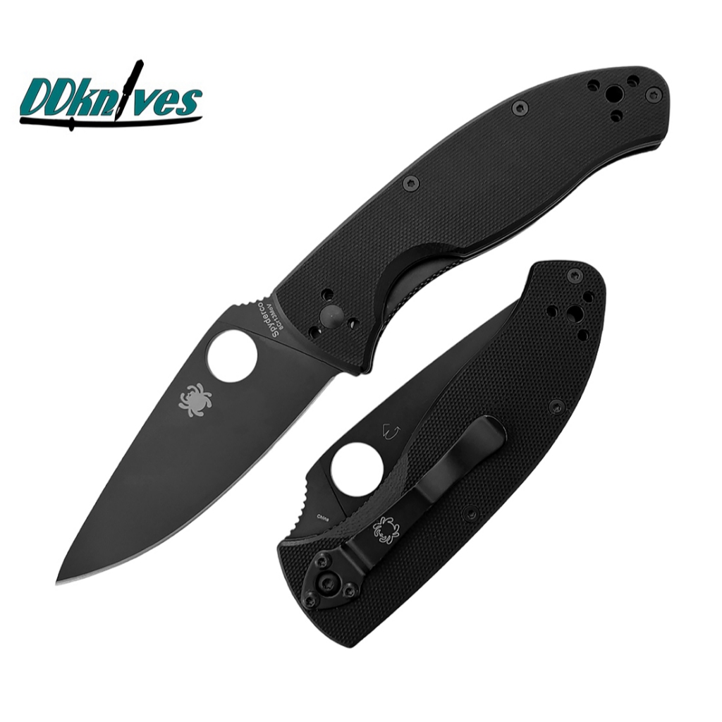 มีดพับ Spyderco Tenacious Black Plain Blade, G10 Handles (C122GBBKP)
