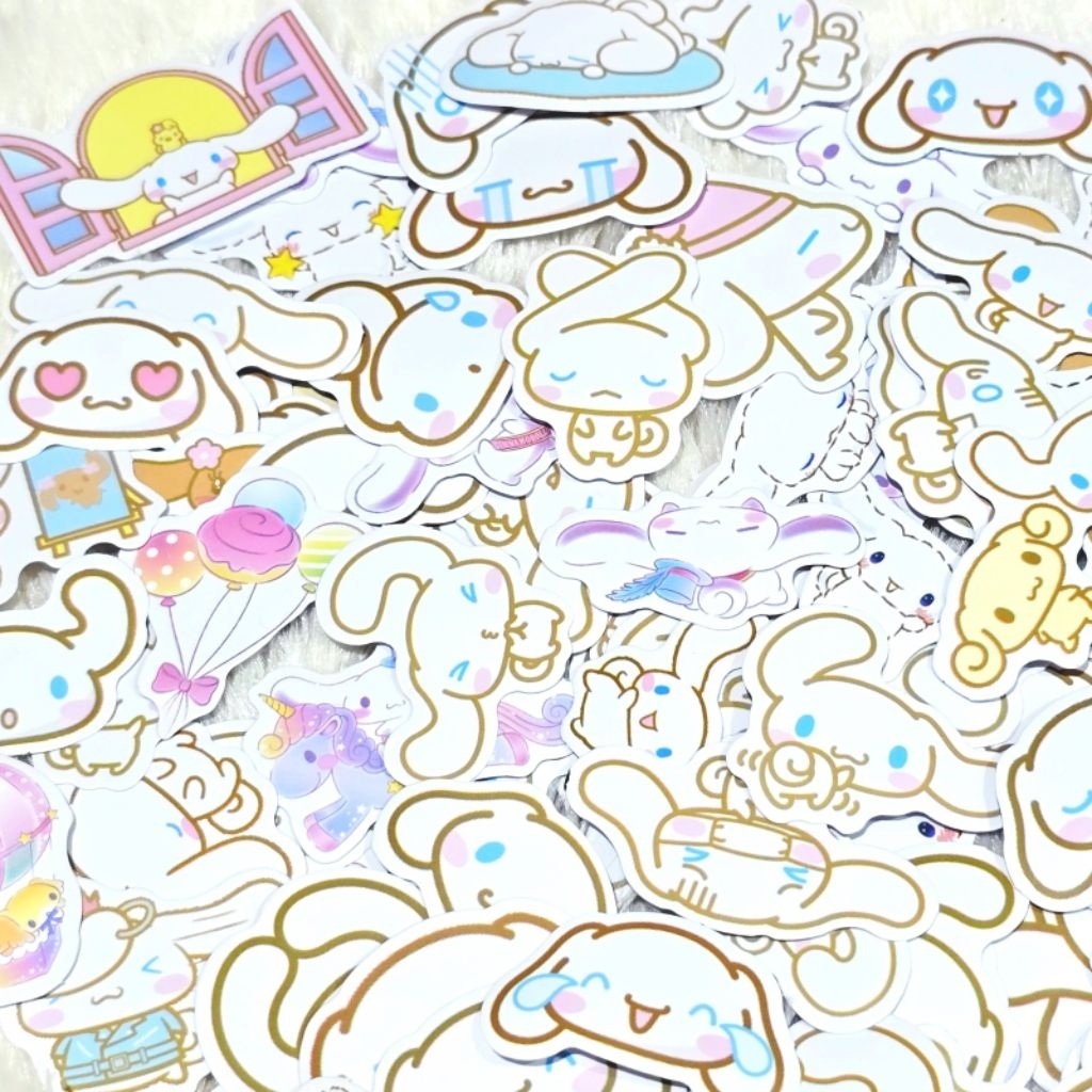 สติ๊กเกอร์ Cinnamoroll (ชิ้นเล็กๆ) ชินนาม่อนโรล sanrio น่ารักๆ (แพ็ค 100 ชิ้น) ได้เยอะจุใจ