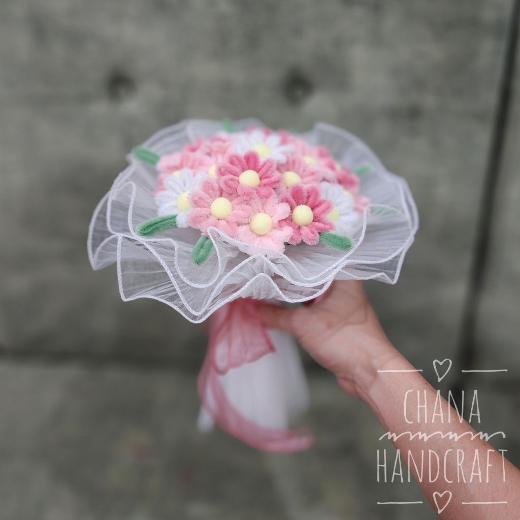 ช่อดอกไม้ ช่อกลมดอกเดซี่ ช่อรับปริญญา ช่อปัจฉิม ของขวัญ