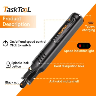 TASKTOOL เครื่องเจียรไร้สาย mini เครื่องมือแกะสลัก สว่านจิ๋วไฟฟ้า งานฝีมือ DIY สำหรับ ขัด ตัด เจาะ