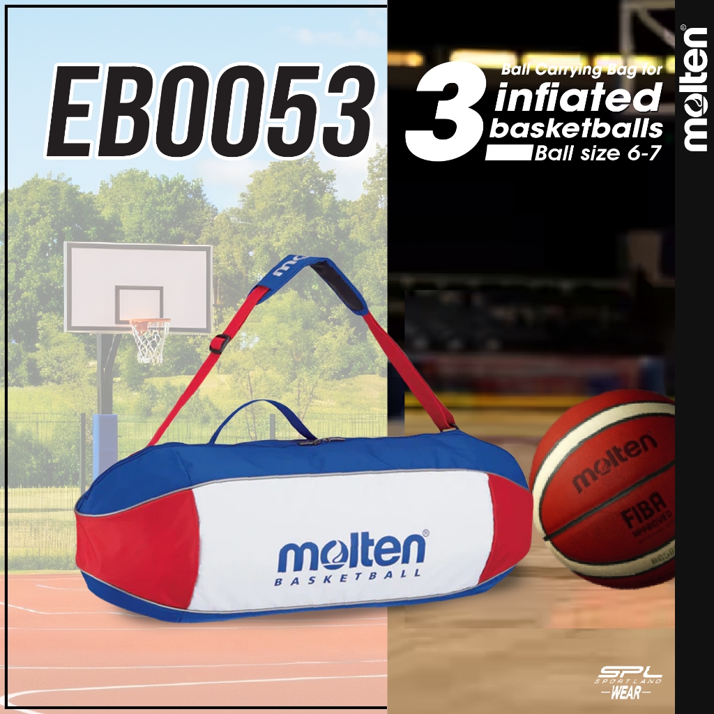 [ลิขสิทธิ์แท้] MOLTEN กระเป๋า กระเป๋าใส่ลูกบาส แบบเติมลมได้ 3 ลูก 78x51x27cm Bag Basket Carrying 3P 