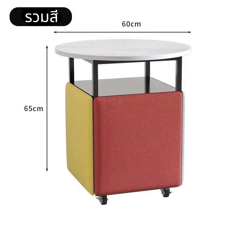 ชุดโต๊ะเก้าอี้ โต๊ะเก็บเก้าอี้ได้ โต๊ะกลางพร้อมเก้าอี้สตูล 4 ที่นั่ง แบบเก็บซ่อนได้ ดีไซน์ทันสมัย พร้อมล้อเลื่อน - รูปที่ 7