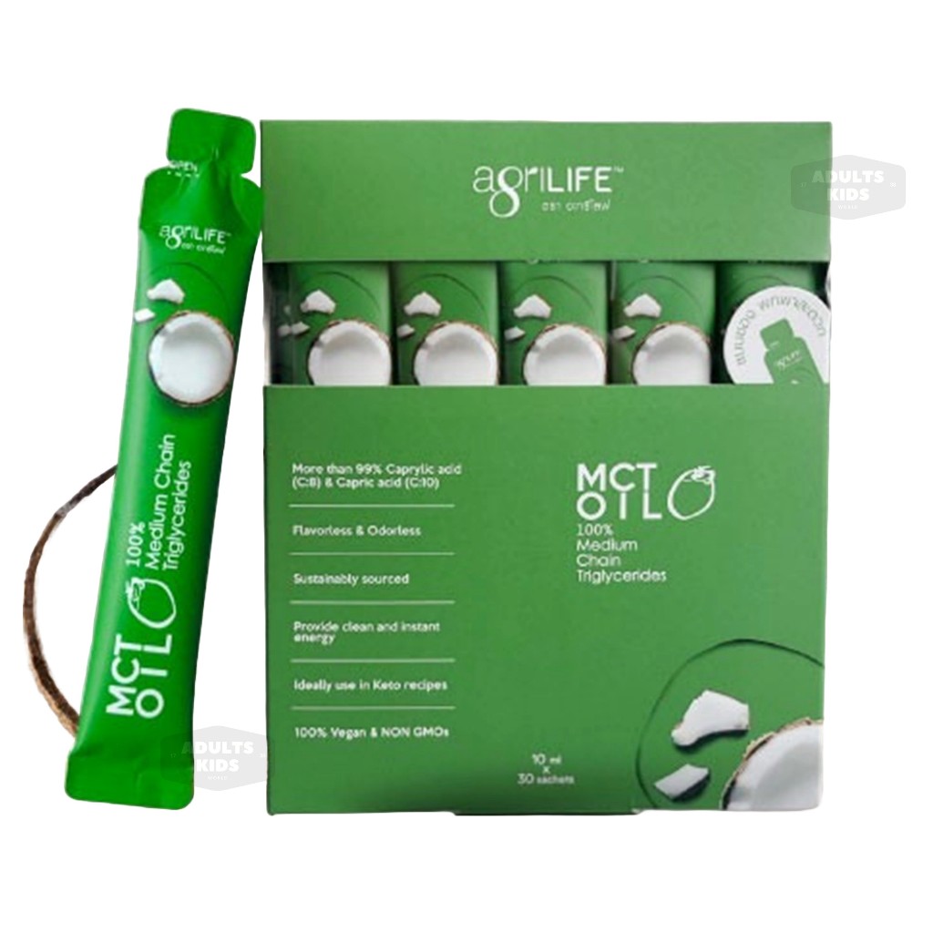 🔥 MCT OIL Agrilife 100%  น้ำมันมะพร้าวเอ็มซีที กล่อง 10ml x 30 ซอง