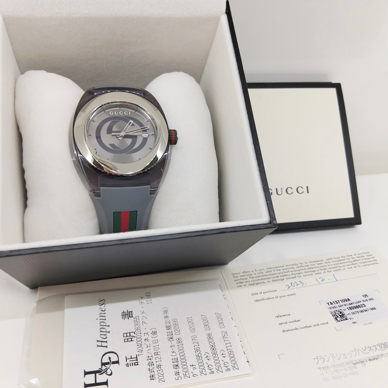 นาฬิกา Gucci SYNC 137.1 สีเทา สายเดิม ของแท้ มือสอง นาฬิกา Gucci สำหรับผู้ชาย ราคา