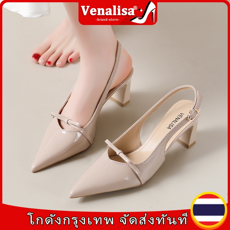 Venalisa รองเท้าผู้หญิง หนังแท้ แฟชั่น แหลม 3 นิ้ว งานออฟฟิศ การเดินทาง งานสังสรรค์ ธุรกิจ สาว