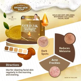 สบู่ทองคำ 24k 60g Gold 24k Whitening Anti-Melasma Facial Soap by Precious Skin