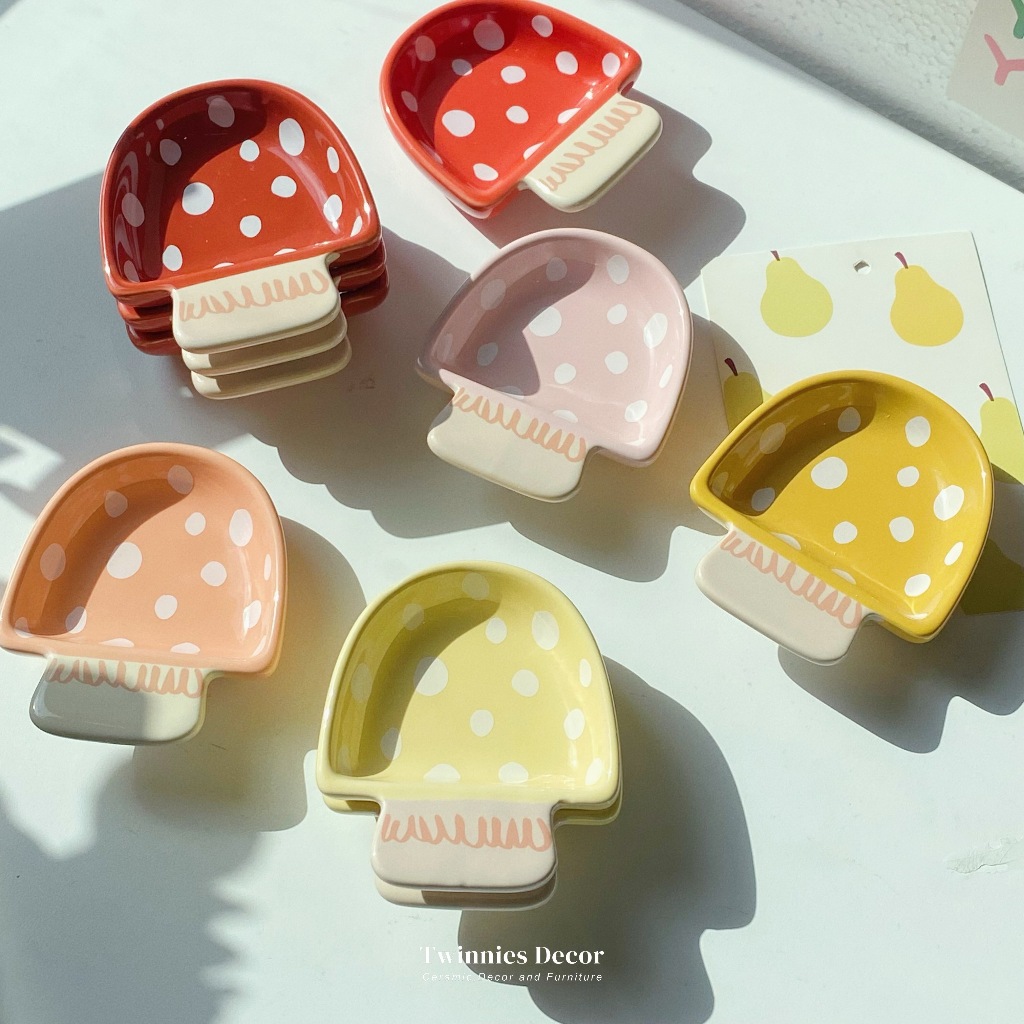 พร้อมส่ง ถ้วยซอสเห็ดมินิ ตัวจิ๋ว สีสันสดใส 🍄🌦️✨🥢🍥