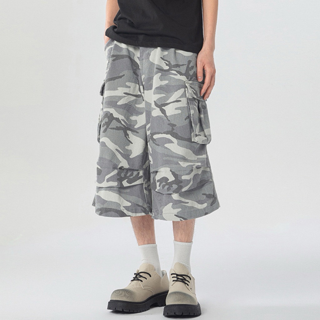 กางเกงยีนส์ขาสั้นผู้ชาย camo jorts